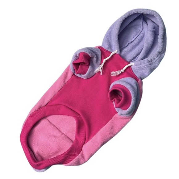 Pink and Purple Fleece Dog Hoodie Hooded Sweatshirt - Size Small/Medium - Picture 1 of 7